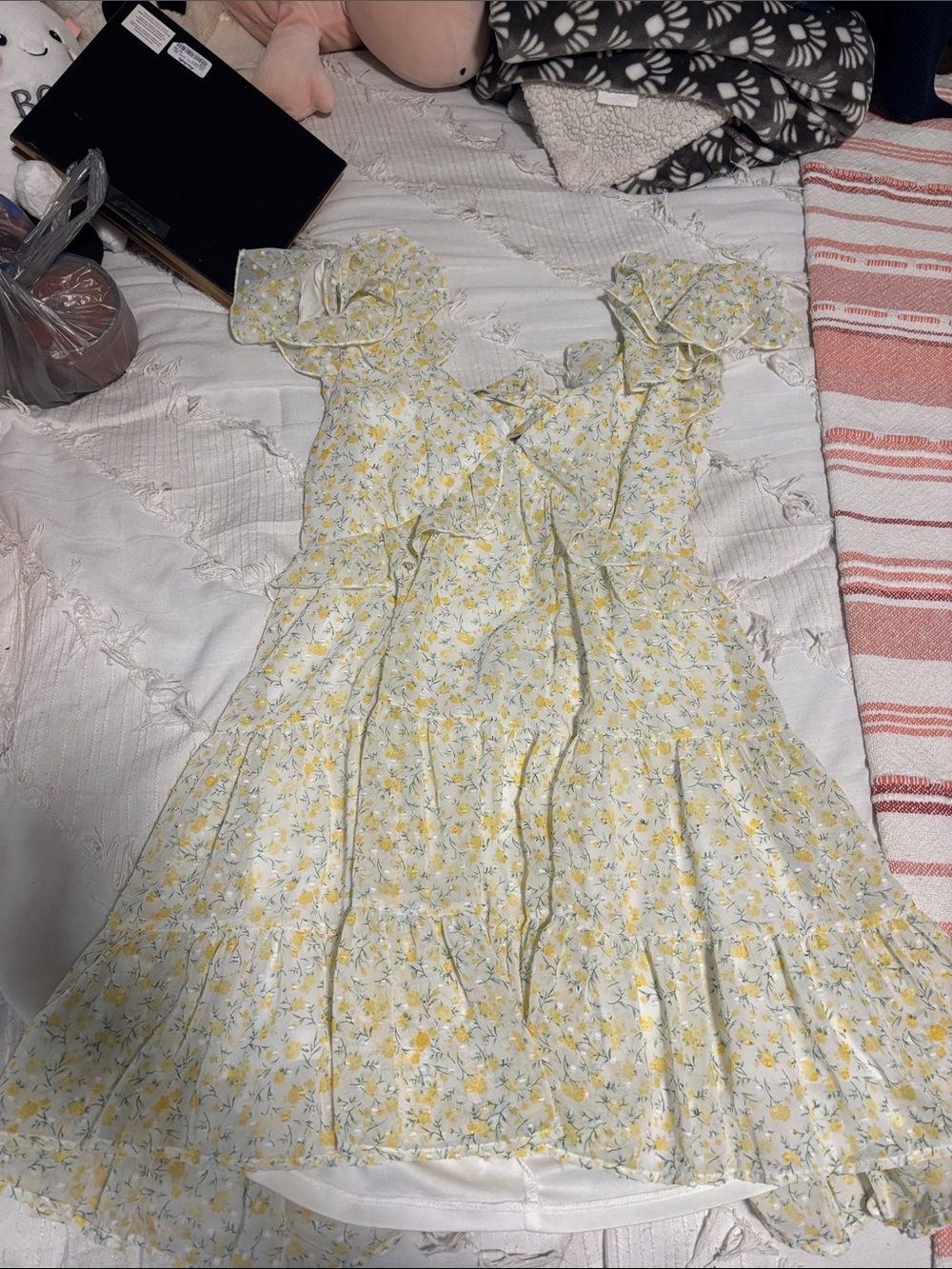 Trixxi Yellow Floral Ruffle Tiered Sundress